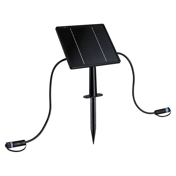 Paulmann Plug & Shine Solarmodul - L x B x H: 5,6 x 18,4 x 41,8 cm - Schwarzes Solarpanel mit Erdspieß und zwei Ausgangskabeln für Außenstrom.