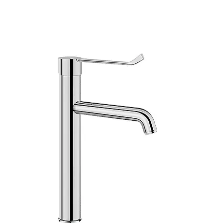 Delabie  Waschtischarmatur Delabie WT-MBatt. EP hoher Auslauf fest H205 L170, Hygienehebel