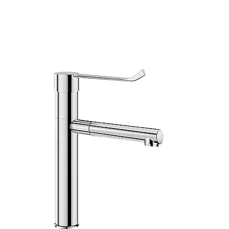 Delabie  Waschtischarmatur Delabie EHM mit Schwenkauslauf BIOCLIP H.180 L.185 + 2 Edelstahlausl.