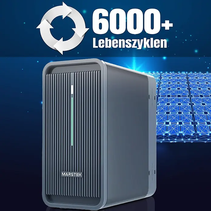Sunniva Balkonkraftwerk-Set 2000 / 800 Watt mit Marstek 4.48 kWh Speicher - Nennleistung: 800 W, L x B x H: 1.910 x 1.134 x 30 mm - Dunkelgraue MARSTEK Power Station mit grünem Lichtstreifen, beworben mit 6000+ Lebenszyklen.