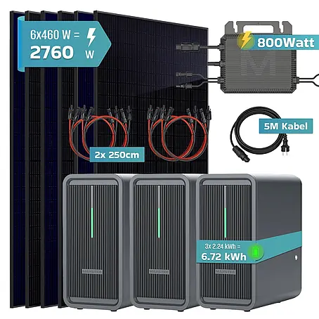 Sunniva  Balkonkraftwerk-Set 2760 / 800 Watt mit Marstek 6.72 kWh Speicher