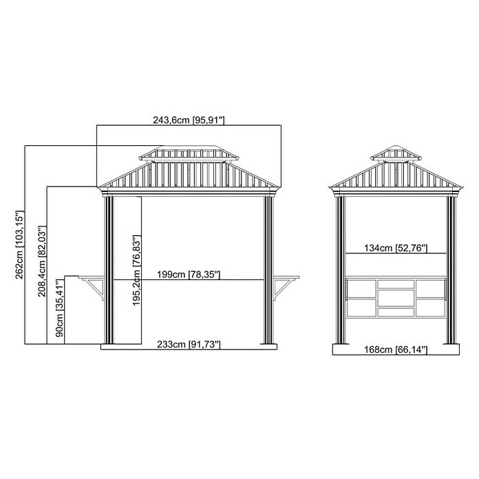 Sojag Grillpavillon Messina BBQ179 x 292 x 262 cm, Anthrazit Unknown