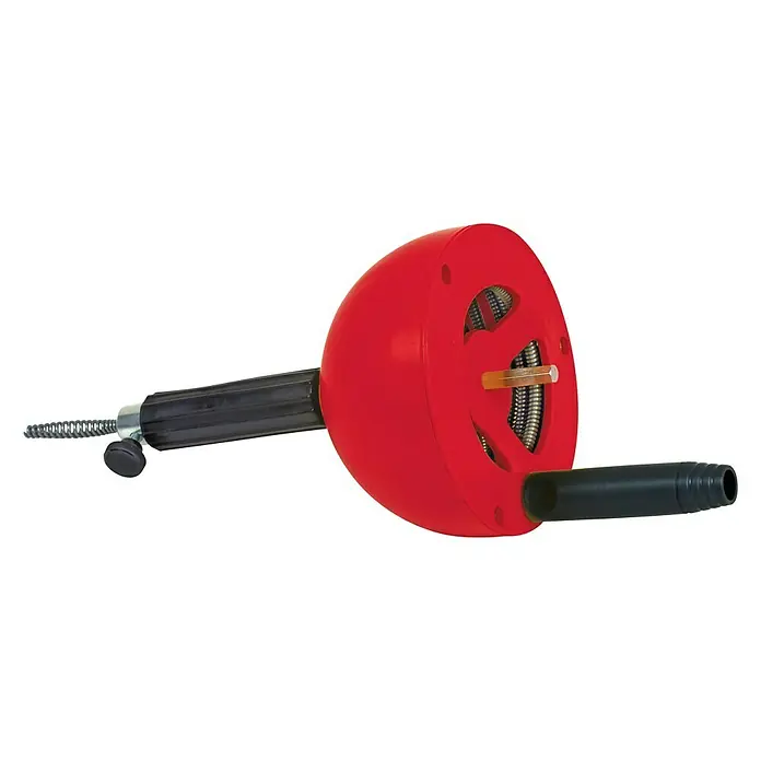 Rothenberger Industrial Espiral para limpiar tubos ROSPI - Longitud de espiral: 4,5 m, Apto para: Desagües - Desatascador de tuberías con carcasa roja y mango negro para limpiar tuberías atascadas.