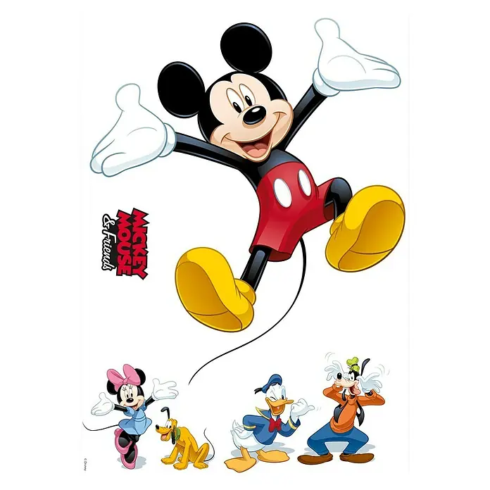 Komar Wandtattoo Mickey and Friends - 50 x 70 cm - Fröhliches Bild von Micky Maus und seinen Freunden, ideal für Kinderzimmer oder thematische Dekorationen.