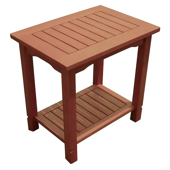 Jardinion Gartentisch-Set Beistelltisch Balkon 50cm x 35cm x 50cm Santa Cruz Abstelltisch Blumentisch -  - Erdbrauner Beistelltisch aus Holz mit Lattenplatte und unterer Lattenablage.