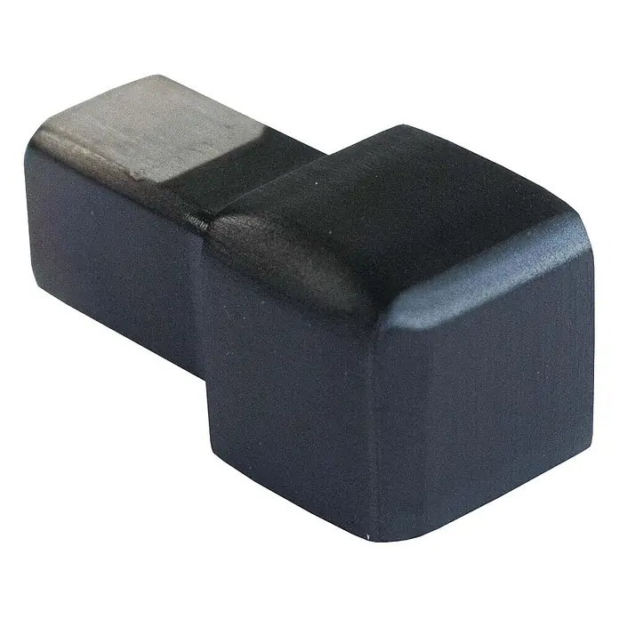 Dalsys Quadroprofil 8mm Endstück Quadratprofil Edelstahl Schwarz gebürstet - Edelstahl, Schwarz - Dunkler Metall-Werkzeugeinsatz mit gestufter Form und silberfarbenem Arbeitsende.