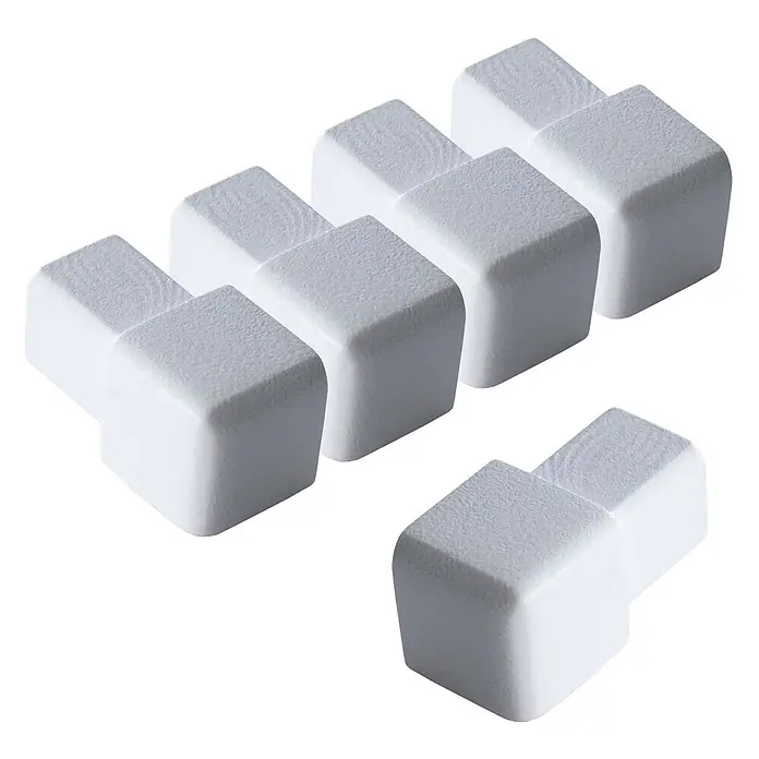 Dalsys Quadroprofil 5x Endstück 8mm Quadratprofil Alu Weiß, eloxiert - Aluminium, Weiß, 0,8 cm - Set weißer, texturierter L-förmiger Eckenschützer.