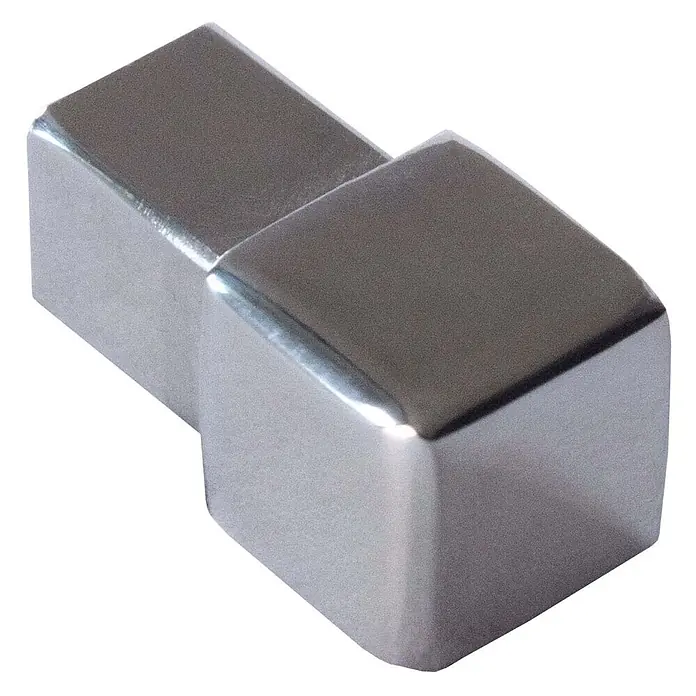 Dalsys Quadroprofil 10mm Endstück Quadratprofil Edelstahl Poliert - Edelstahl, Silber - Polierter silberner L-förmiger Verbinder mit abgerundeten Kanten.