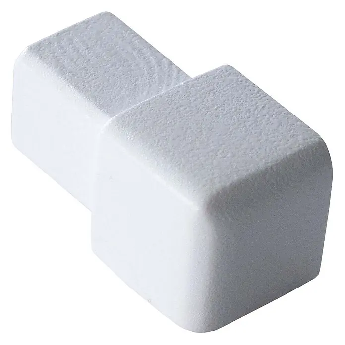 Dalsys Quadroprofil 8mm Endstück Quadratprofil Alu Weiß, eloxiert - Aluminium, Weiß - Weißes, texturiertes L-förmiges Eckstück für Kabelkanäle.