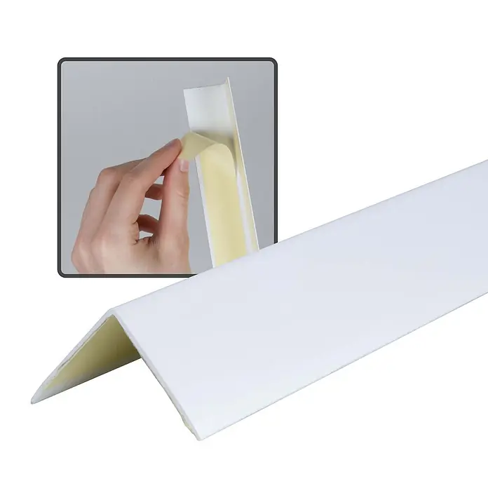 Dalsys Winkelleiste 150cm Winkelprofil selbstklebend 30 x 30mm Eckwinkel PVC Weiß -  - Weißer L-förmiger Eckenschutz mit abziehbarer Klebefolie.