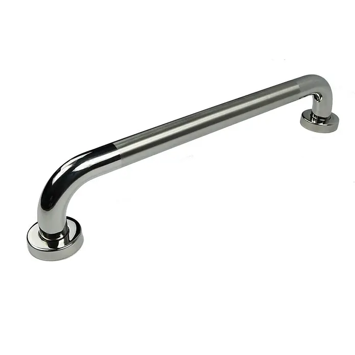 BMSC24 Badewannenarmatur Badewannenhaltegriff - Silber - Silberner Edelstahl-Haltegriff mit polierten Kurven und gebürstetem Mittelteil.