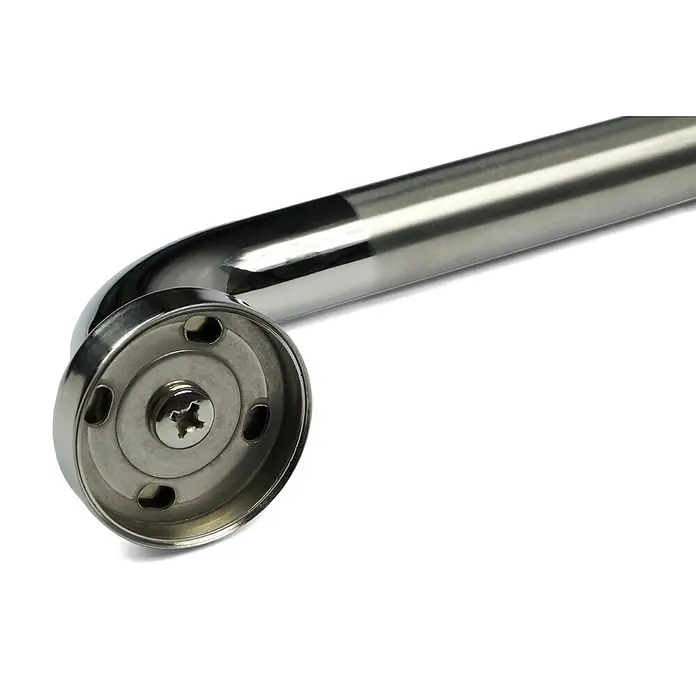 BMSC24 Badewannenarmatur Badewannenhaltegriff - Silber - Edelstahl-Haltegriff mit Montageflansch und Kreuzschlitzschraube für sichere Befestigung.