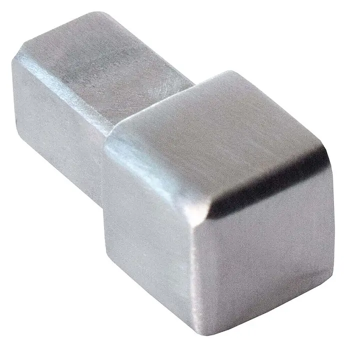 Dalsys Quadroprofil 8mm Endstück Quadratprofil Edelstahl Gebürstet - Edelstahl, Silber - Gebürsteter, silberner Metall-Eckverbinder für Vierkantprofile mit abgerundeten Kanten.