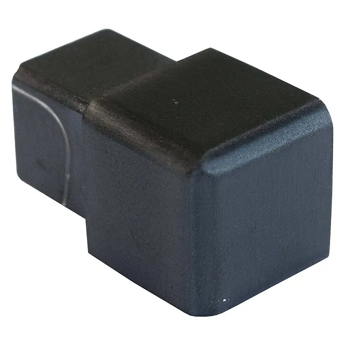Dalsys Quadroprofil 12,5mm Endstück Quadratprofil Edelstahl Schwarz gebürstet - Edelstahl, Schwarz - Mattschwarzes L-förmiges Kunststoffbauteil mit abgerundeten Kanten.