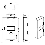 VitrA Bad-Hochschrank Root Flat (B x T x H: 57 x 27 x 155 cm, Weiß, DIN Anschlag: Links/Rechts) | BAUHAUS