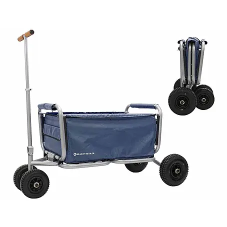 Beachtrekker  Bollerwagen faltbarer Bollerwagen Life mit integrierter Feststellbremse Blau und PU-Rei