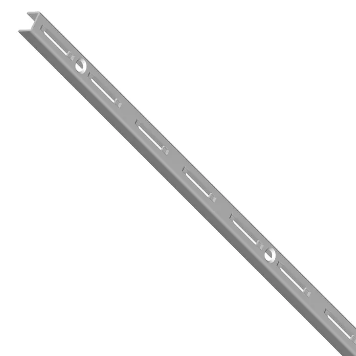 Element System Wandschiene EL 50 - Länge: 50 cm, Weiß/Aluminium, Passend für: Träger mit Raster 50 mm, Einlochsystem - Ein silberner Regalschienen-Halter mit Schlitzen und Löchern. Für die individuelle Gestaltung von Regalsystemen und zur Wandmontage.