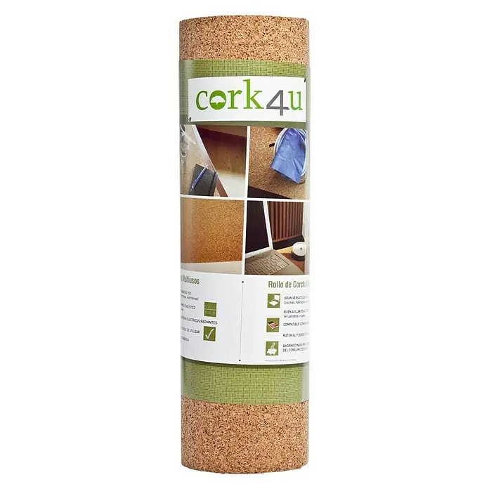 Rollos de corcho Multiusos - L x An x Al: 8 m x 50 cm x 2 mm - El rollo de corcho Cork4u es versátil, flexible y reduce los costos de energía. Ideal para tablones de anuncios y aislamiento.