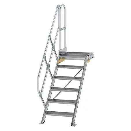 Munk  Außentreppe Treppe mit Plattform 45° inkl. einen Handlauf, 600mm Stufenbreite, 6 Stufe