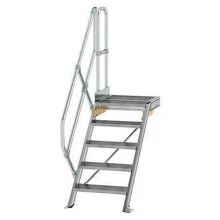 Munk  Außentreppe Treppe mit Plattform 45° inkl. einen Handlauf, 600mm Stufenbreite, 5 Stufe