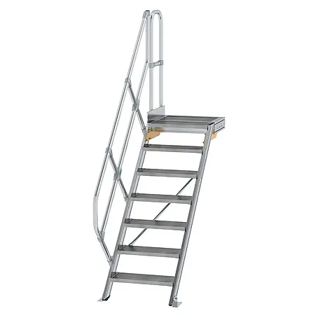 Munk  Außentreppe Treppe mit Plattform 45° inkl. einen Handlauf, 600mm Stufenbreite, 7 Stufe