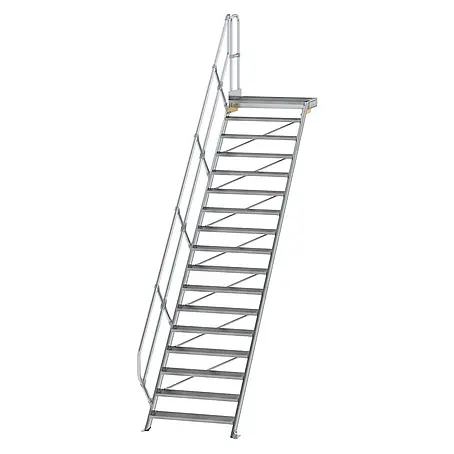 Munk  Außentreppe Treppe mit Plattform 45° inkl. einen Handlauf, 1000mm Stufenbreite, 17 Stu
