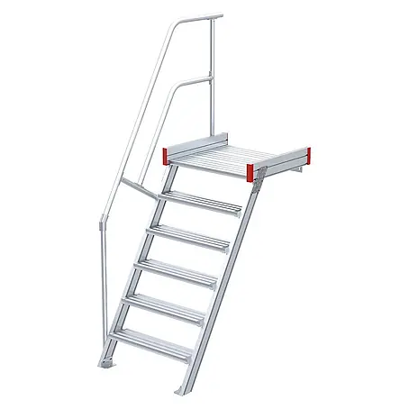 Euroline  Außentreppe 511 Podesttreppe 60° 600mm Stufenbreite 6 Stufen Alu gerieft