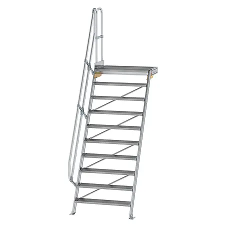 Munk  Raumspartreppe Treppe mit Plattform 60° inkl. einen Handlauf, 1000mm Stufenbreite, 10 Stu