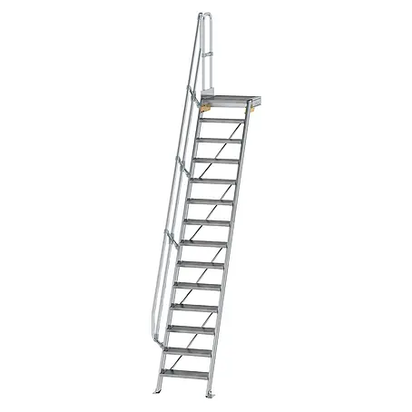 Munk  Raumspartreppe Treppe mit Plattform 60° inkl. einen Handlauf, 600mm Stufenbreite, 14 Stuf
