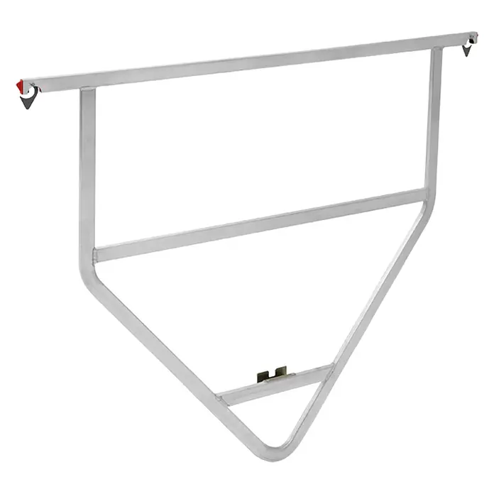 Hymer Rollgerüst Fahrgerüst ADVANCED SAFE-T Modul 1 + 2 Bühnenlänge 1,58m -  - Silbernes trapezförmiges Metallgestell mit oberen Haken, wahrscheinlich ein Bootsleiterteil.