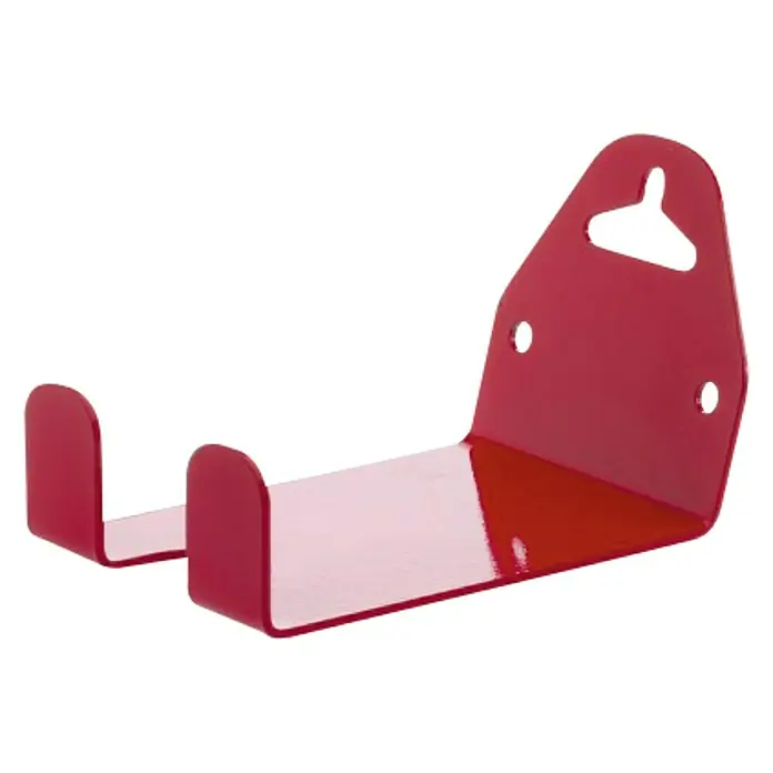 Mottez Gancho de pared para bicicletas B215V - Acero - Soporte de pared rojo para asegurar objetos. Ideal para bicicletas o herramientas, con orificios de montaje.