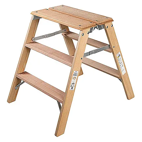 Iller Leiter  Stehleiter Holz- Gipserbock, beidseitig begehbar mit großer Standfläche 2x3 Stufen u