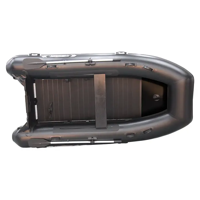 Tohatsu Schlauchboot Allroundmarin T320 - L x B: 325 x 169 cm, Geeignet für: Max. 4 Personen, Nutzlast: 750 kg - Dunkelgraues Schlauchboot mit Lattenboden und zwei Rudern.