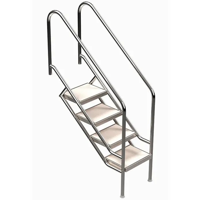 Ideal Eichenwald Anlegeleiter Pooltreppe Modell 08.1 Miami Beckentiefe 1199mm Ausladung 1088mm 4 Waffelbl - Anzahl Tritte: 4 Stk., Belastbarkeit: 120 kg, Edelstahl - Treppe aus Edelstahl mit vier strukturierten Stufen und doppelten Handläufen.