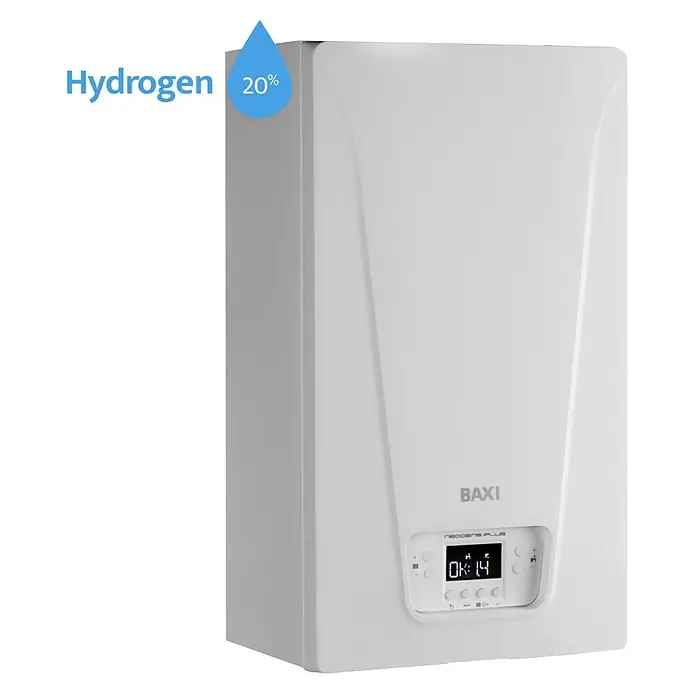 Baxi Caldera Neodens Iplus - 28 W, 8 l, Display LC - Caldera mural blanca Baxi Neodens Plus, compatible con 20% de hidrógeno.