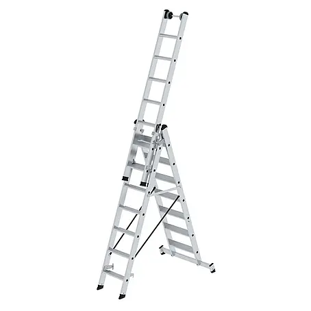Munk  Mehrzweckleiter Stufen- Mehrzweckleiter mit Wandlaufrollen und Nivello® Traverse 3x7 Stufe
