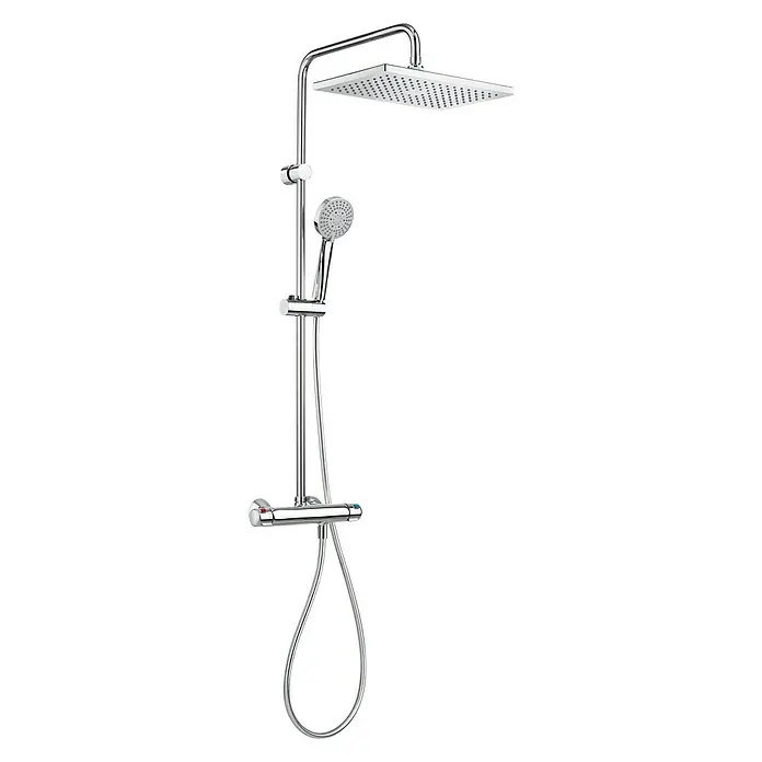 Roca Sistema de ducha Mitos-T Plus - Número de tipos de chorro: 3 ud., Cromo - Sistema de ducha con rociador y teleducha, cromado, para un baño moderno. El conjunto de ducha ofrece confort y diseño elegante.