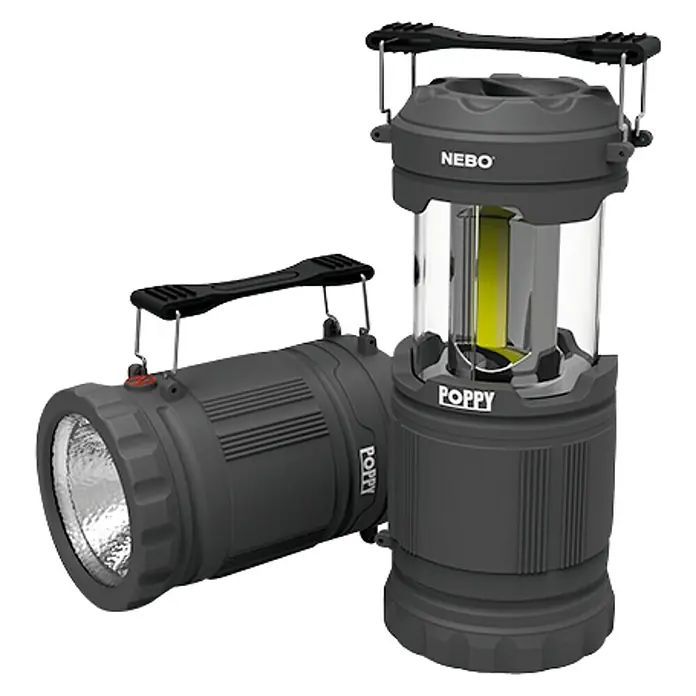 Linterna Poppy - 300 lm - Lámpara de camping y linterna Nebo Poppy, iluminación versátil para aventuras al aire libre.
