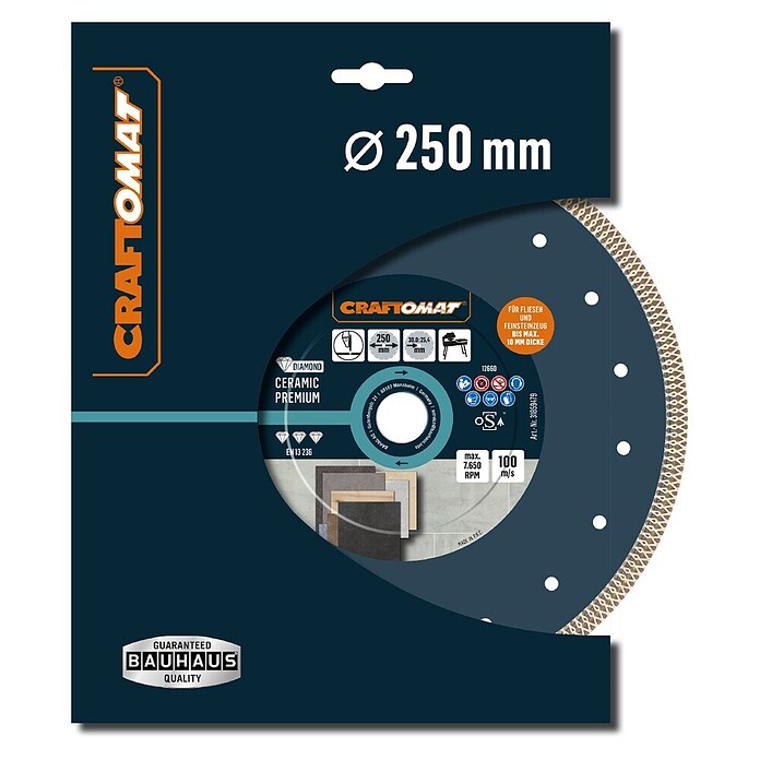 Craftomat Diamant-Trennscheibe Ceramic Premium (Durchmesser Scheibe: 250 mm, Bohrung: 25,4 mm - 30 mm) | BAUHAUS