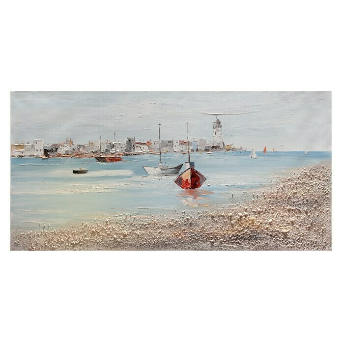 Cuadro pintado a mano Dipinto Boat on the shore (Barca en la orilla, 120 x 60 cm)