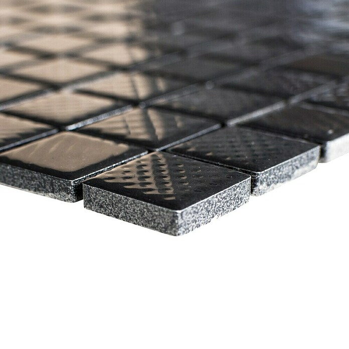 Mosaikfliese Quadrat CG 123 (29,8 x 29,8 cm, Schwarz, Glänzend)