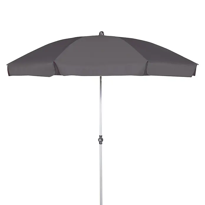 Doppler Active Marktschirm rundAnthrazit, Durchmesser Bespannung: 200 cm - Grauer Sonnenschirm mit Metallstiel und einer Kurbel zum Öffnen und Schließen, ideal für den Garten oder die Terrasse.