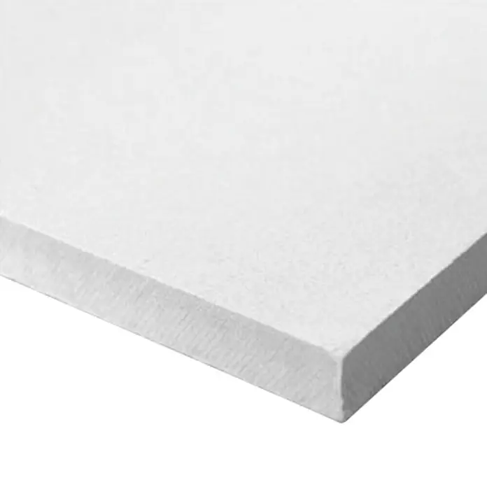Euronit Placa de construcción Multiboard - 2,5 m x 60 cm x 6 mm - Primer plano de una placa de yeso blanca. Ideal para proyectos de bricolaje y aplicaciones de construcción, proporciona una superficie lisa.