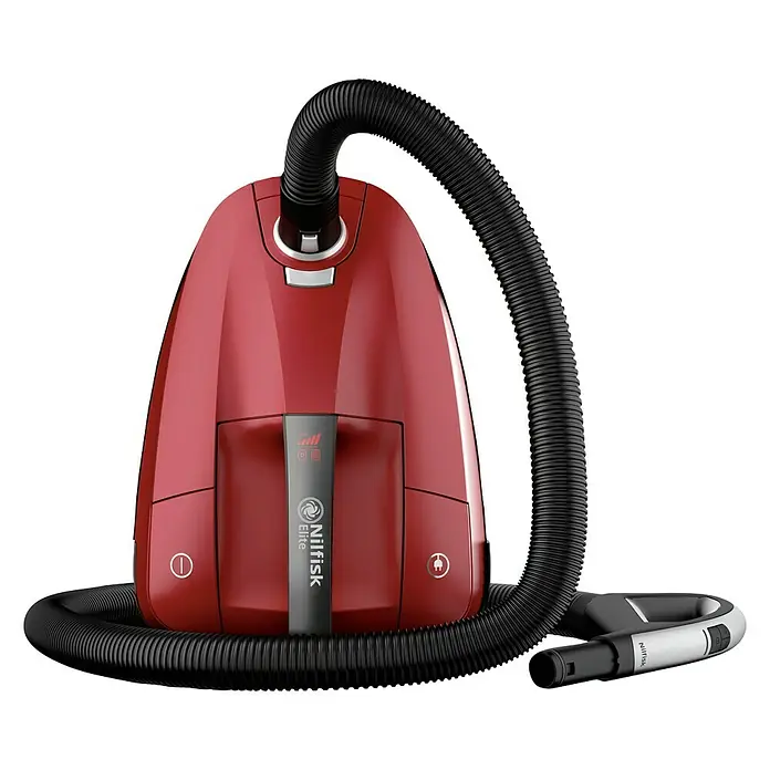 Nilfisk Elektro-Staubsauger Elite RCL14E08A2 - 450 W, Behältervolumen: 3,6 l - Roter Nilfisk Elite Staubsauger mit schwarzem Schlauch und Griff, ideal für die Reinigung von Hartböden und Teppichen.