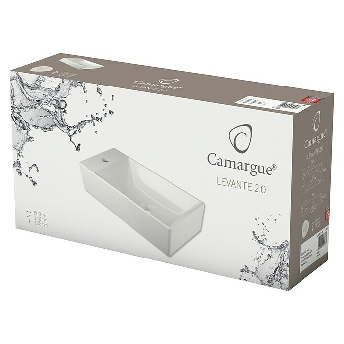 Camargue Aufsatzwaschbecken Levante 2.0 (50 x 24 cm, Keramik, Weiß)