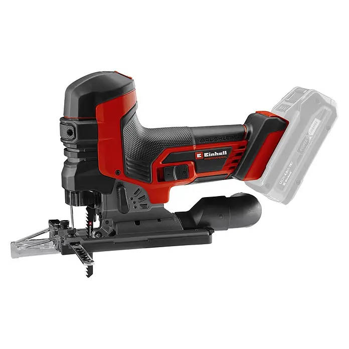 Einhell Professional Power X-Change 18V Akku-Pendelhubstichsäge TP-JST 18/135 Li BL - Solo - 18 V, Li-Ionen, Ohne Akku - Rote und schwarze Einhell bürstenlose Akku-Stichsäge mit 18V Akku.