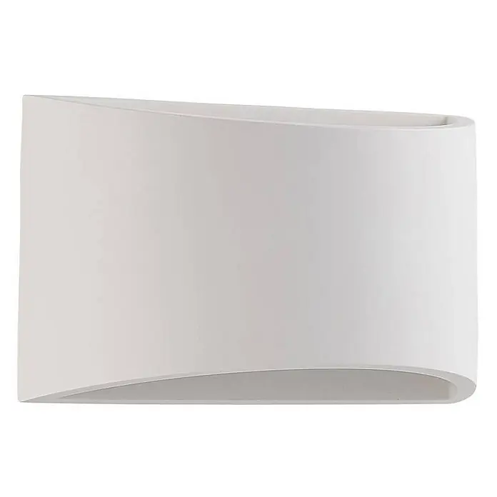Lindby Wandleuchte Heiko - L x B x H: 8,5 x 20 x 12 cm, weiß / opal, G9 - Weiße gebogene Wandleuchte aus Gips, spendet Licht nach oben und unten.