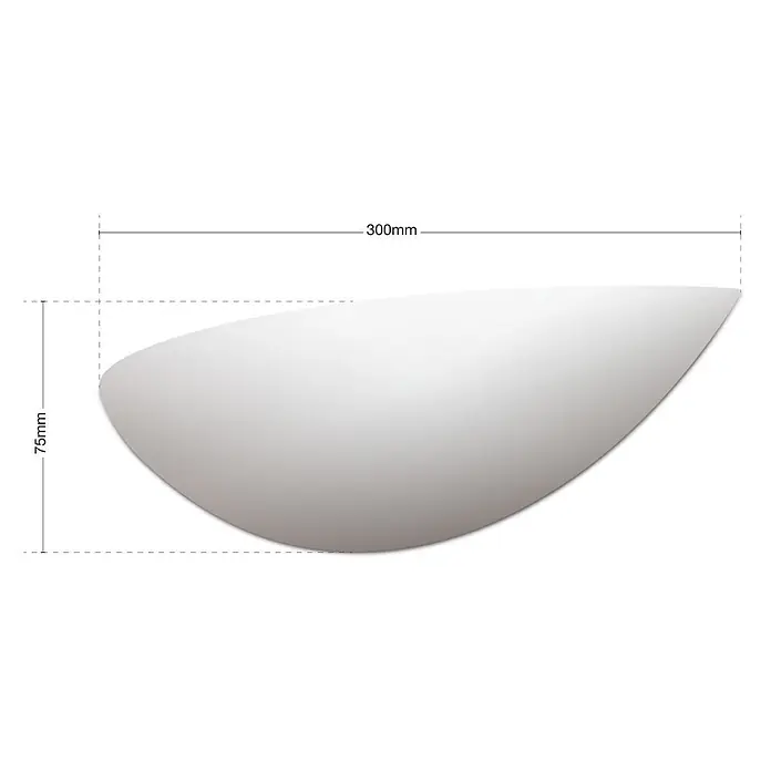 Orion Leuchten Wandleuchte - L x B x H: 7,5 x 30 x 7,5 cm, E27 - Länglicher, silberfarbener gekrümmter Spiegel, 300mm lang und 75mm hoch.