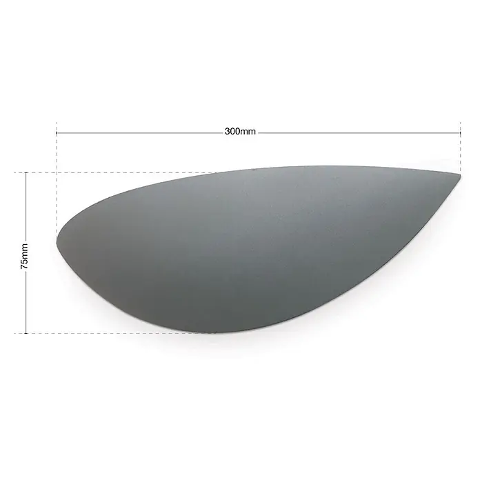 Orion Leuchten Wandleuchte - L x B x H: 7,5 x 30 x 7,5 cm, E27 - Dunkelgraues, blattförmiges Bauteil, 300mm lang und 75mm breit.