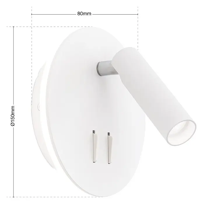 Orion Leuchten LED-Wandleuchte - L x B x H: 13 x 15 x 15 cm - Weiße Wandleuchte mit rundem Sockel und verstellbarem zylindrischem Strahler.